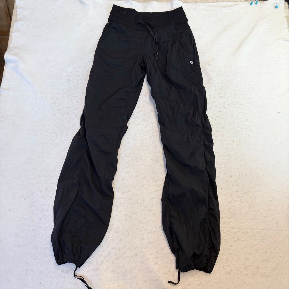 Lululemon Dance Studio Pant Women Size 4 Black Ruched Drawstring LW5573S